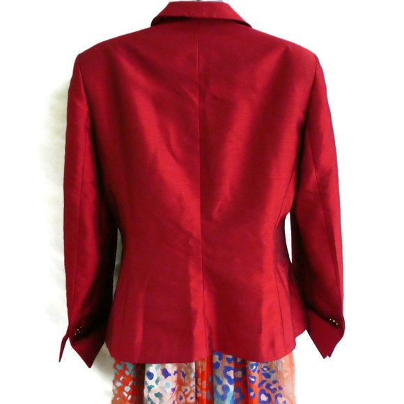 Vintage 90s Y2K Red Blazer Red Rhinestone Jewel Stone Buttons Lined Princess 6 - Picture 4 of 14
